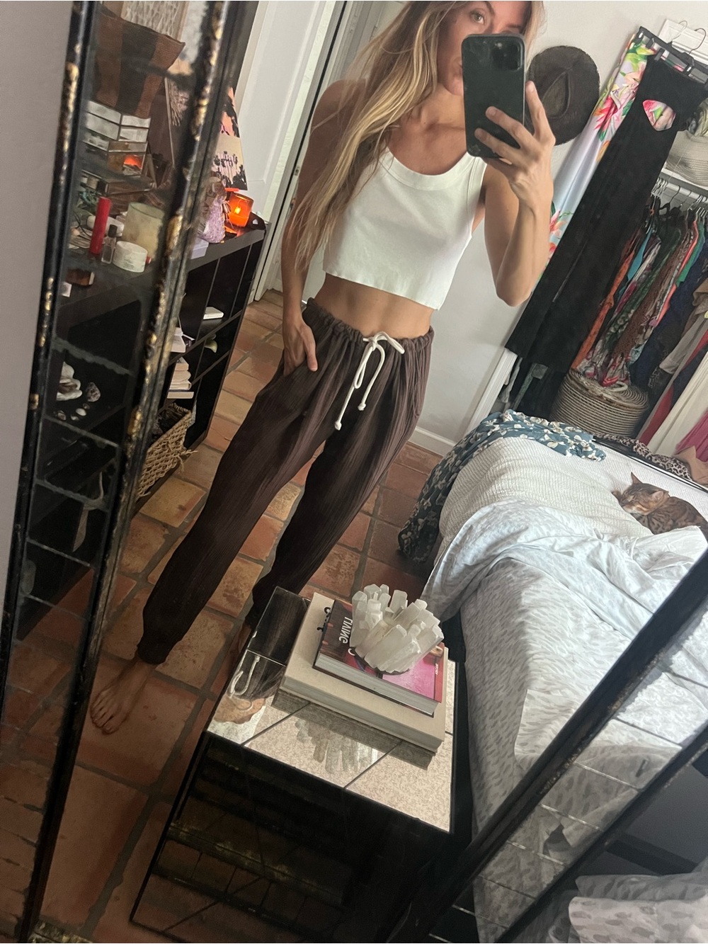 Relaxed Brown Drawstring Joggers for Women